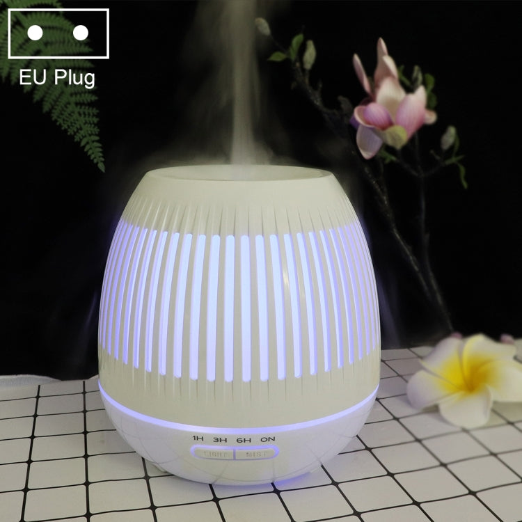 400ml Hollow-out LED Humidifier Wood Grain Air Purifier Aromatherapy Machine Automatic Alcohol Sprayer with Colorful LED Light, Plug Specification:EU Plug