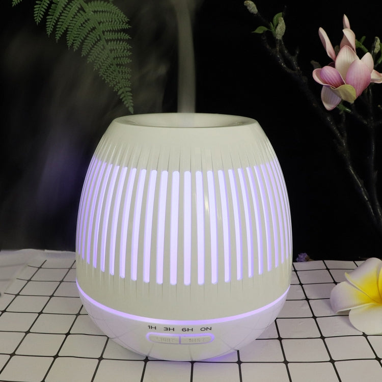 400ml Hollow-out LED Humidifier Wood Grain Air Purifier Aromatherapy Machine Automatic Alcohol Sprayer with Colorful LED Light, Plug Specification:EU Plug