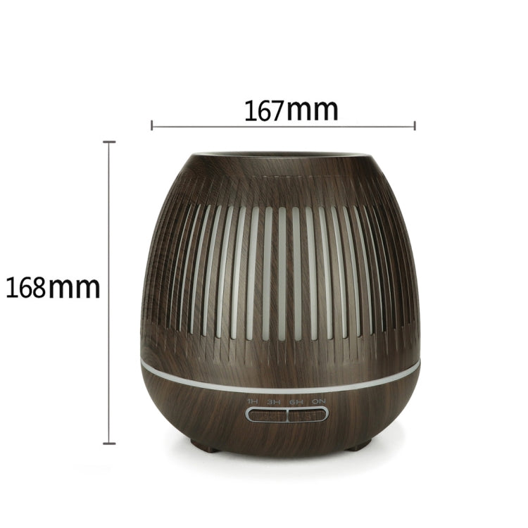 400ml Hollow-out LED Humidifier Wood Grain Air Purifier Aromatherapy Machine Automatic Alcohol Sprayer with Colorful LED Light, Plug Specification:EU Plug