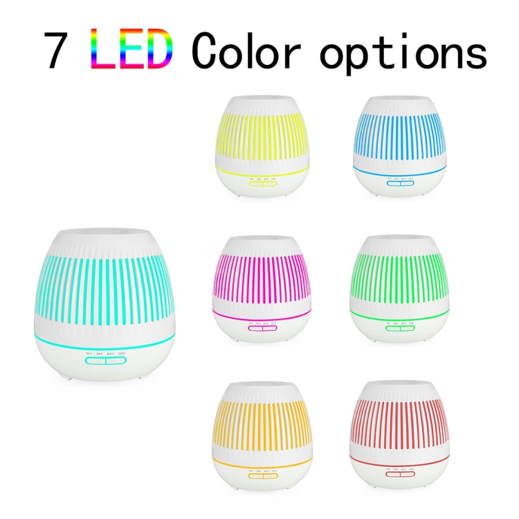 400ml Hollow-out LED Humidifier Wood Grain Air Purifier Aromatherapy Machine Automatic Alcohol Sprayer with Colorful LED Light, Plug Specification:EU Plug