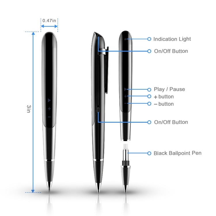 Q9 AI Intelligent High-definition Noise Reduction Conference Recording Pen Voice Control Recorder, Capacity:32GB(Black)