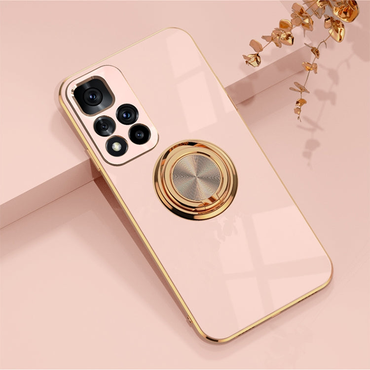 For Xiaomi Redmi Note 11 Pro China 6D Electroplating Full Coverage Silicone Phone Case with Magnetic Ring Holder