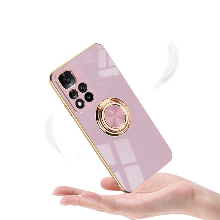 For Xiaomi Redmi Note 11 Pro China 6D Electroplating Full Coverage Silicone Phone Case with Magnetic Ring Holder
