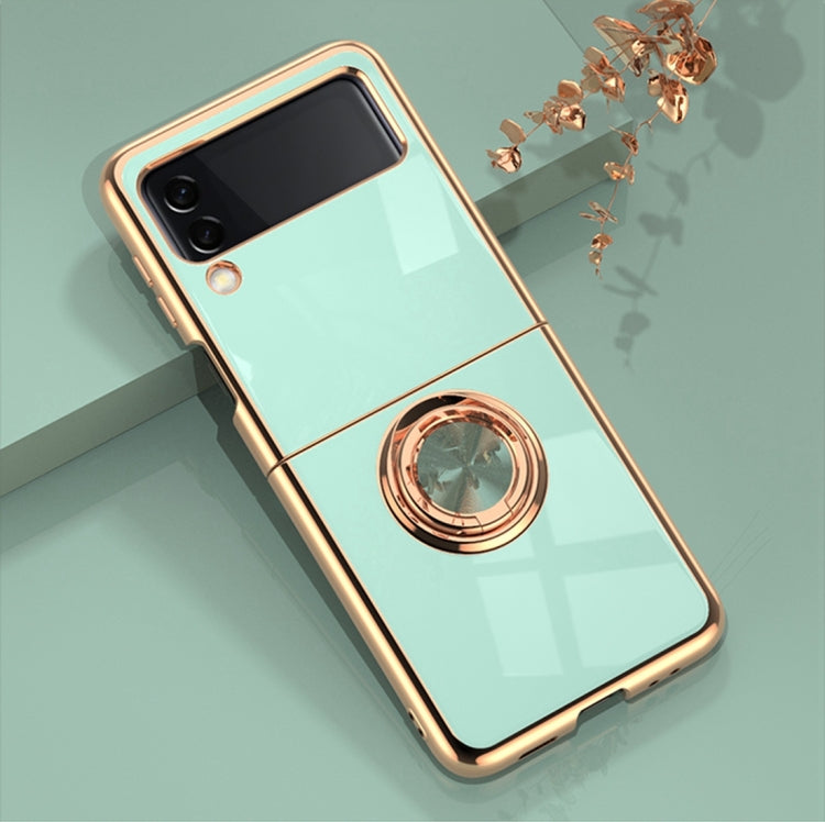 For Samsung Galaxy Z Flip3 5G 6D Electroplating Full Coverage Silicone Phone Protective Case with Magnetic Ring Holder