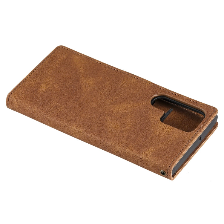 For Samsung Galaxy S22 Ultra 5G Three-color Stitching Calf Texture Horizontal Flip Phone Leather Case with Holder & Card Slots & Wallet