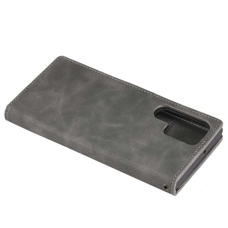 For Samsung Galaxy S22 Ultra 5G Three-color Stitching Calf Texture Horizontal Flip Phone Leather Case with Holder & Card Slots & Wallet