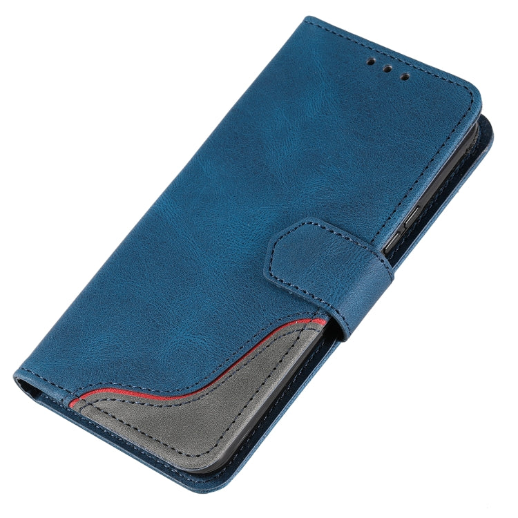 For Samsung Galaxy S22+ 5G Three-color Stitching Calf Texture Horizontal Flip Phone Leather Case with Holder & Card Slots & Wallet