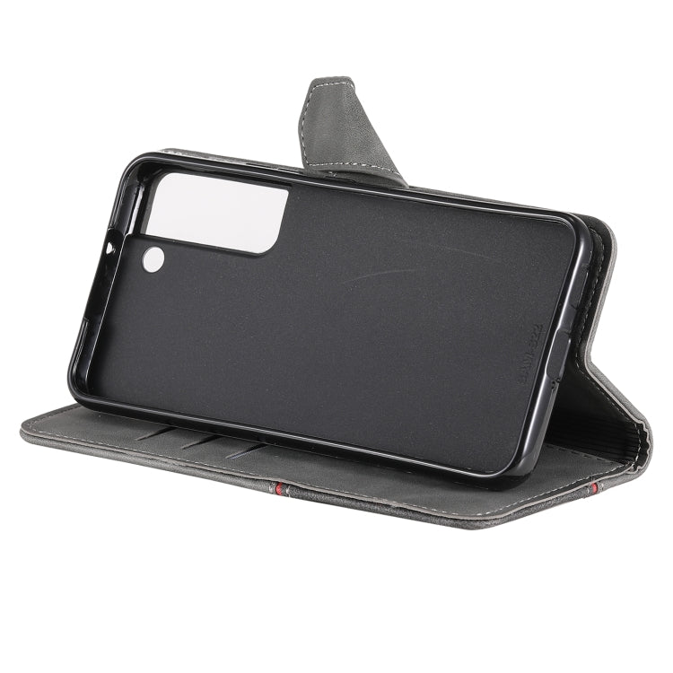 For Samsung Galaxy S22+ 5G Three-color Stitching Calf Texture Horizontal Flip Phone Leather Case with Holder & Card Slots & Wallet