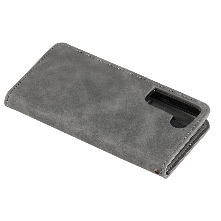 For Samsung Galaxy S22+ 5G Three-color Stitching Calf Texture Horizontal Flip Phone Leather Case with Holder & Card Slots & Wallet