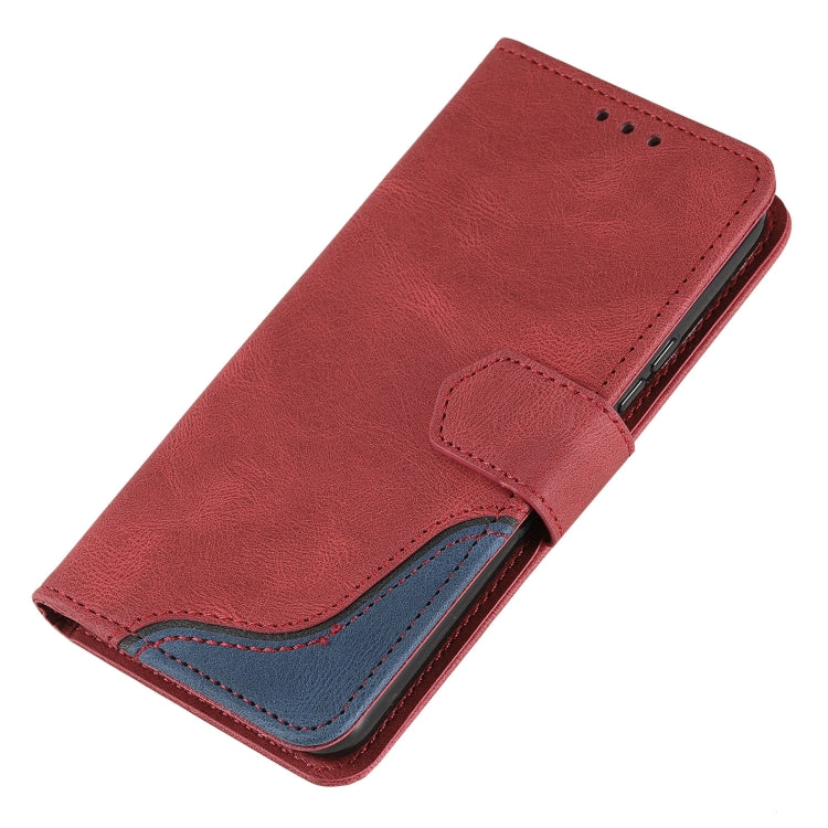 For Samsung Galaxy S22+ 5G Three-color Stitching Calf Texture Horizontal Flip Phone Leather Case with Holder & Card Slots & Wallet