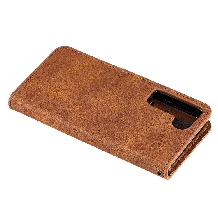 For Samsung Galaxy S22 5G Three-color Stitching Calf Texture Horizontal Flip Phone Leather Case with Holder & Card Slots & Wallet