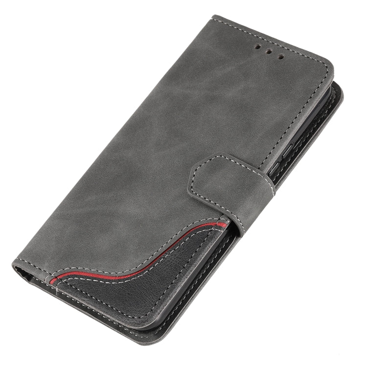 For Samsung Galaxy S22 5G Three-color Stitching Calf Texture Horizontal Flip Phone Leather Case with Holder & Card Slots & Wallet