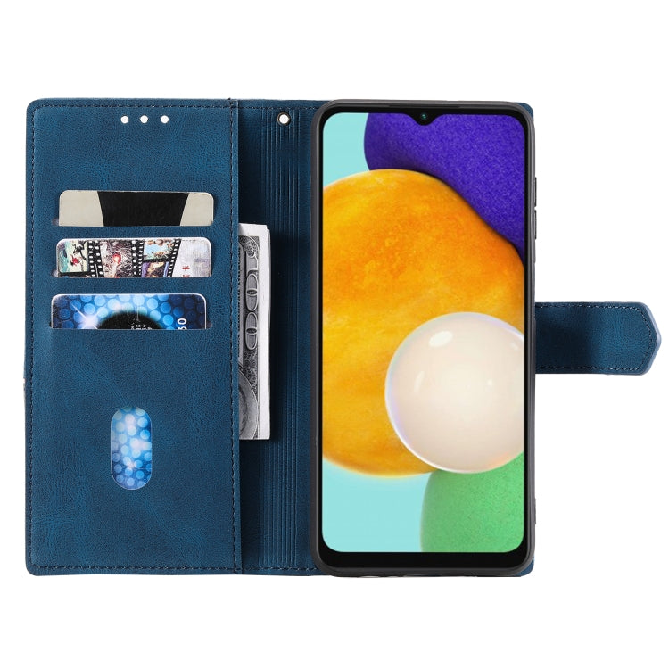 For Samsung Galaxy A13 5G Three-color Stitching Calf Texture Horizontal Flip Phone Leather Case with Holder & Card Slots & Wallet