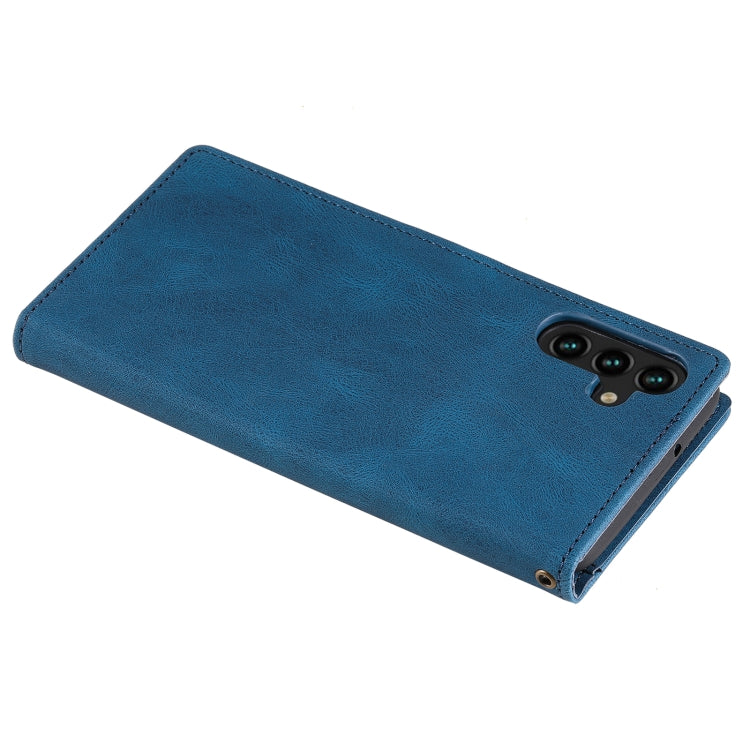 For Samsung Galaxy A13 5G Three-color Stitching Calf Texture Horizontal Flip Phone Leather Case with Holder & Card Slots & Wallet