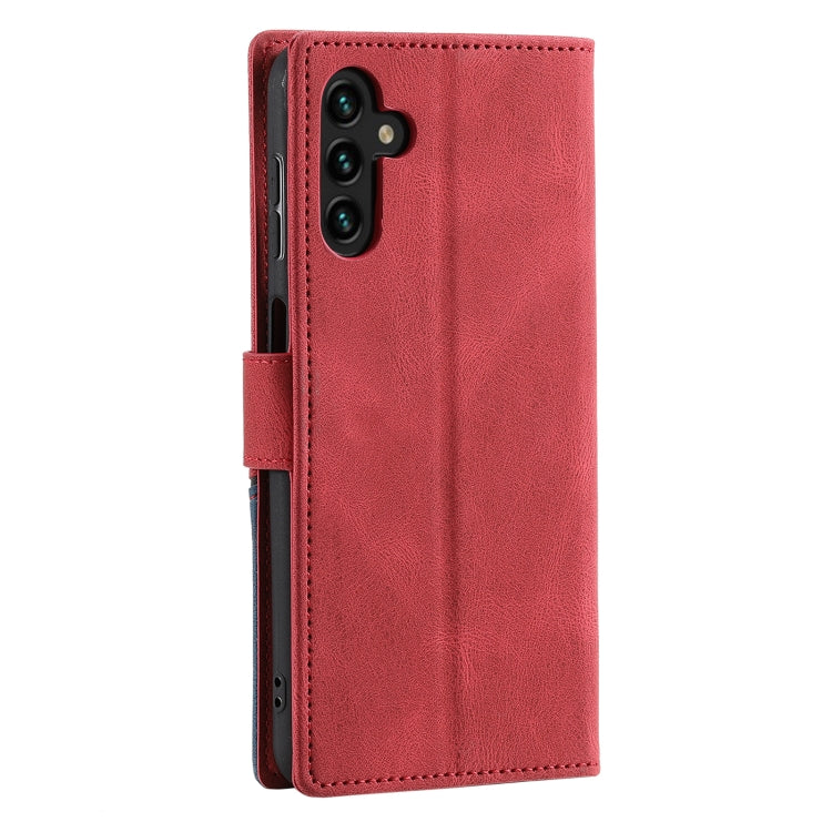 For Samsung Galaxy A13 5G Three-color Stitching Calf Texture Horizontal Flip Phone Leather Case with Holder & Card Slots & Wallet