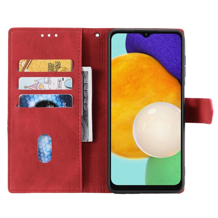 For Samsung Galaxy A13 5G Three-color Stitching Calf Texture Horizontal Flip Phone Leather Case with Holder & Card Slots & Wallet