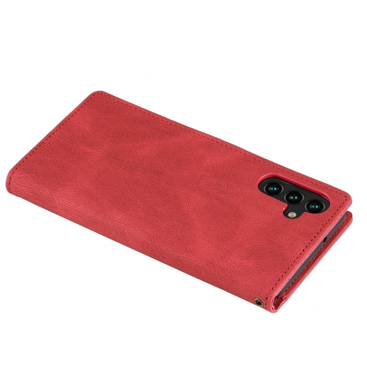 For Samsung Galaxy A13 5G Three-color Stitching Calf Texture Horizontal Flip Phone Leather Case with Holder & Card Slots & Wallet
