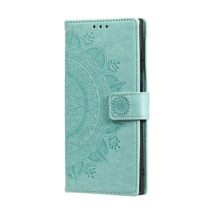 For Samsung Galaxy S22 Ultra 5G Totem Flower Embossed Horizontal Flip Phone Leather Case with Holder & Card Slots & Wallet