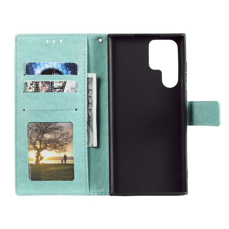 For Samsung Galaxy S22 Ultra 5G Totem Flower Embossed Horizontal Flip Phone Leather Case with Holder & Card Slots & Wallet