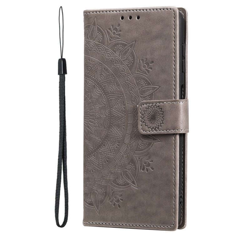 For Samsung Galaxy S22 Ultra 5G Totem Flower Embossed Horizontal Flip Phone Leather Case with Holder & Card Slots & Wallet