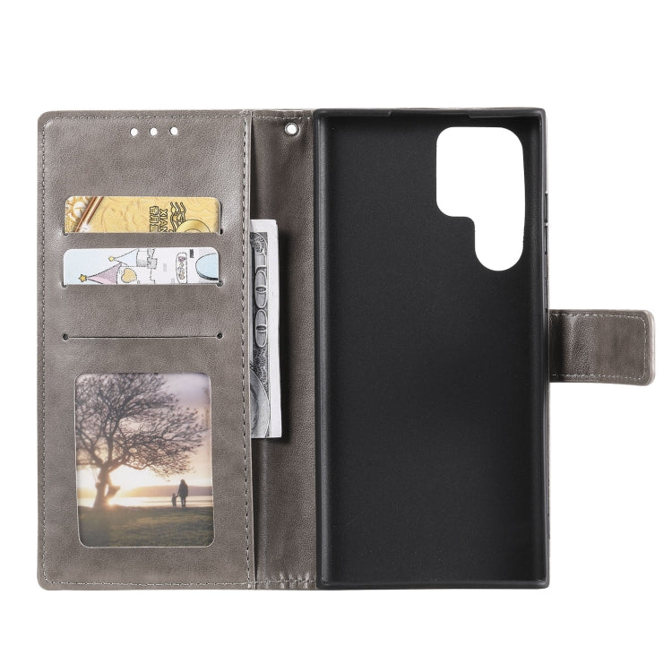For Samsung Galaxy S22 Ultra 5G Totem Flower Embossed Horizontal Flip Phone Leather Case with Holder & Card Slots & Wallet