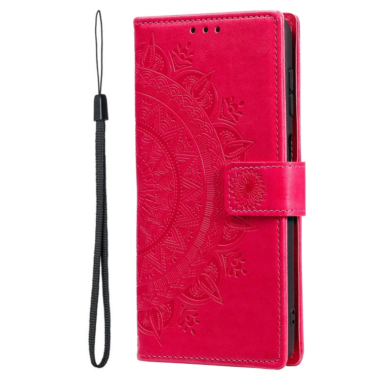 For Samsung Galaxy S22 Ultra 5G Totem Flower Embossed Horizontal Flip Phone Leather Case with Holder & Card Slots & Wallet