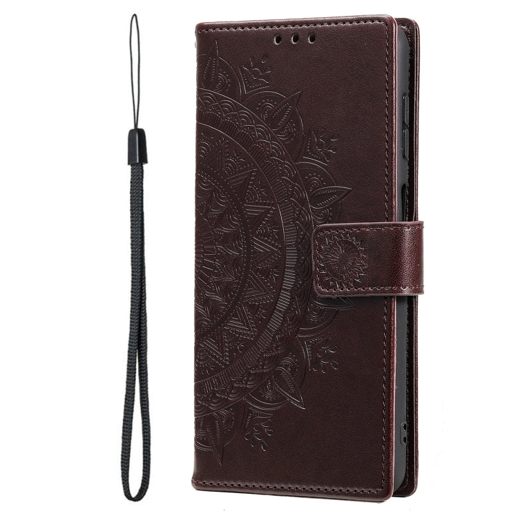 For Samsung Galaxy S22 Ultra 5G Totem Flower Embossed Horizontal Flip Phone Leather Case with Holder & Card Slots & Wallet