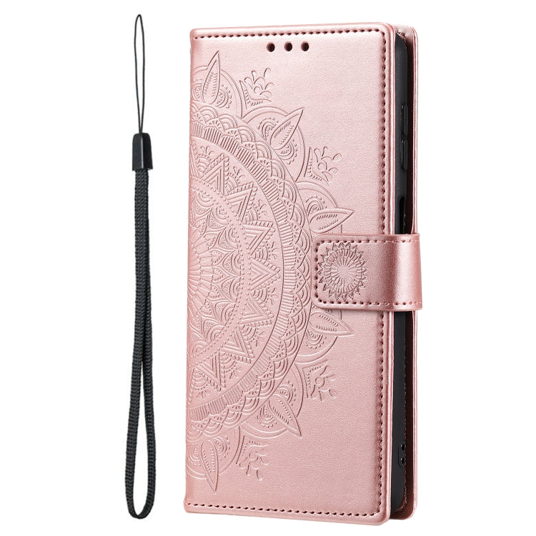 For Samsung Galaxy S22 Ultra 5G Totem Flower Embossed Horizontal Flip Phone Leather Case with Holder & Card Slots & Wallet