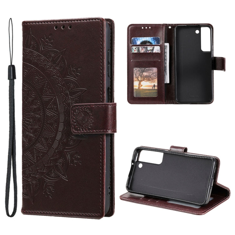 For Samsung Galaxy S22+ 5G Totem Flower Embossed Horizontal Flip Phone Leather Case with Holder & Card Slots & Wallet