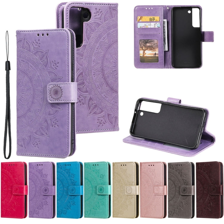 For Samsung Galaxy S22+ 5G Totem Flower Embossed Horizontal Flip Phone Leather Case with Holder & Card Slots & Wallet