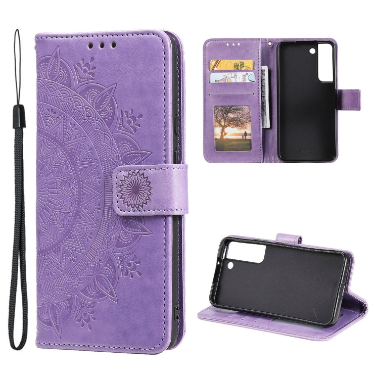 For Samsung Galaxy S22+ 5G Totem Flower Embossed Horizontal Flip Phone Leather Case with Holder & Card Slots & Wallet