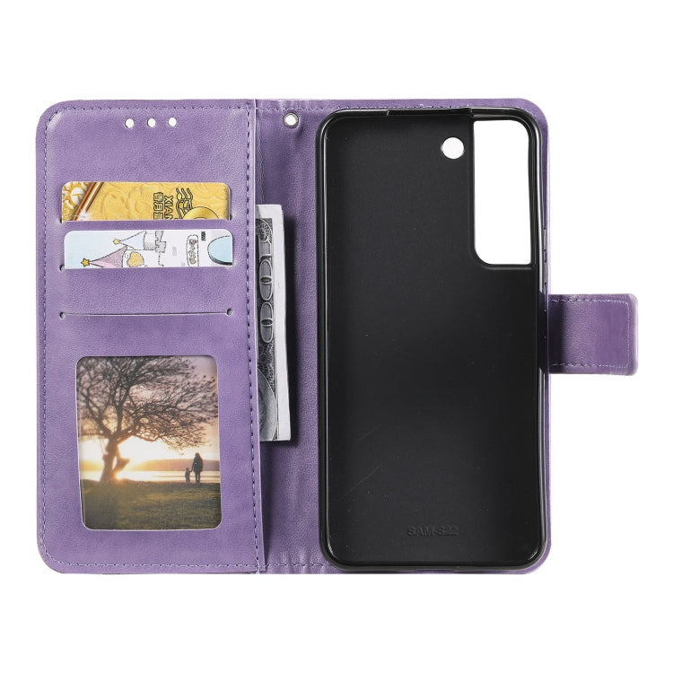 For Samsung Galaxy S22+ 5G Totem Flower Embossed Horizontal Flip Phone Leather Case with Holder & Card Slots & Wallet