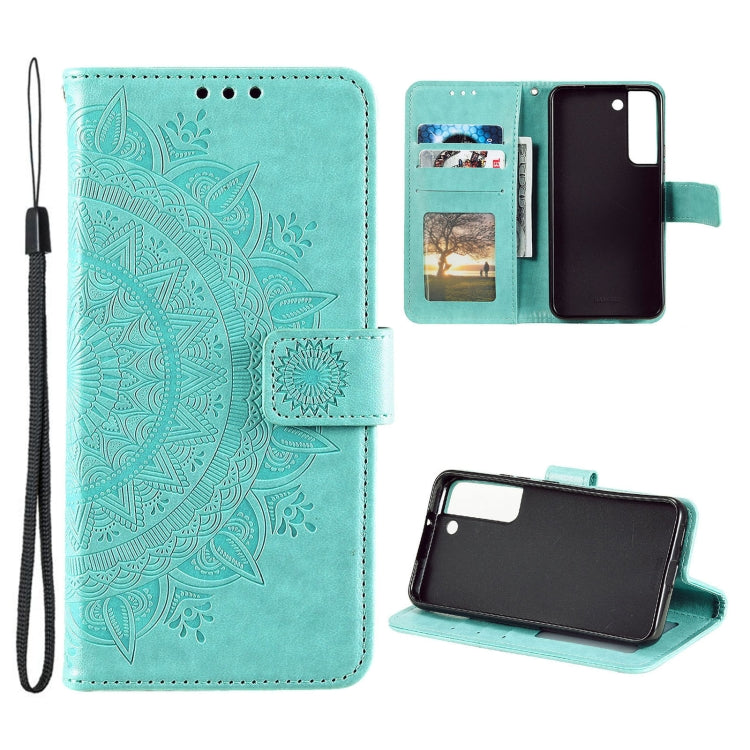 For Samsung Galaxy S22 5G Totem Flower Embossed Horizontal Flip Phone Leather Case with Holder & Card Slots & Wallet