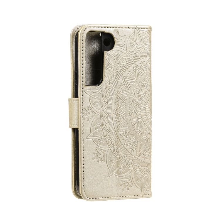 For Samsung Galaxy S22 5G Totem Flower Embossed Horizontal Flip Phone Leather Case with Holder & Card Slots & Wallet