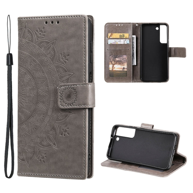 For Samsung Galaxy S22 5G Totem Flower Embossed Horizontal Flip Phone Leather Case with Holder & Card Slots & Wallet