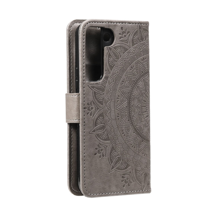 For Samsung Galaxy S22 5G Totem Flower Embossed Horizontal Flip Phone Leather Case with Holder & Card Slots & Wallet