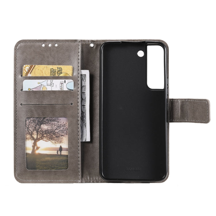 For Samsung Galaxy S22 5G Totem Flower Embossed Horizontal Flip Phone Leather Case with Holder & Card Slots & Wallet