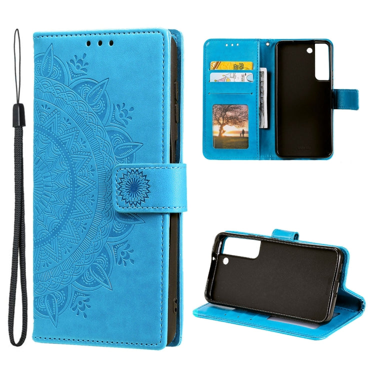 For Samsung Galaxy S22 5G Totem Flower Embossed Horizontal Flip Phone Leather Case with Holder & Card Slots & Wallet