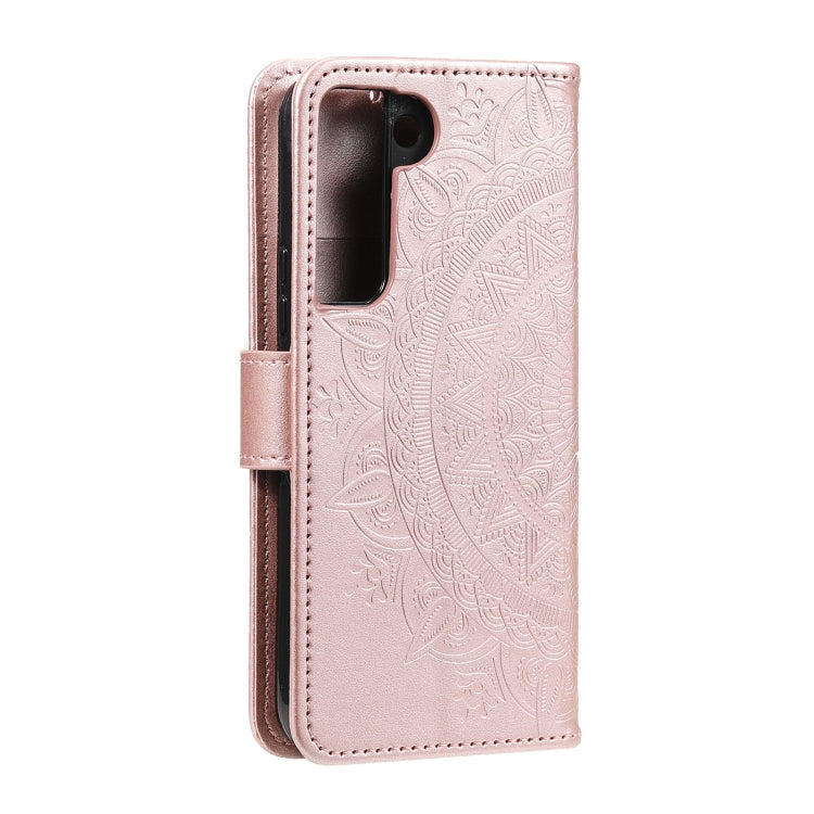 For Samsung Galaxy S22 5G Totem Flower Embossed Horizontal Flip Phone Leather Case with Holder & Card Slots & Wallet
