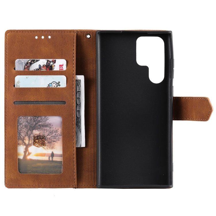 For Samsung Galaxy S22 Ultra 5G Stitching Calf Texture Horizontal Flip Phone  Leather Case with Holder & Card Slots & Wallet