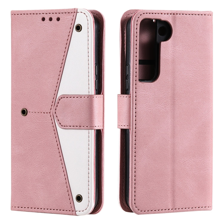 For Samsung Galaxy S22+ 5G Stitching Calf Texture Horizontal Flip Phone  Leather Case with Holder & Card Slots & Wallet