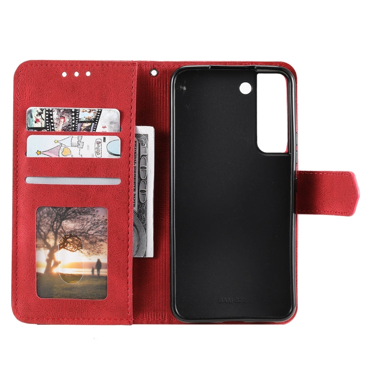 For Samsung Galaxy S22+ 5G Stitching Calf Texture Horizontal Flip Phone  Leather Case with Holder & Card Slots & Wallet
