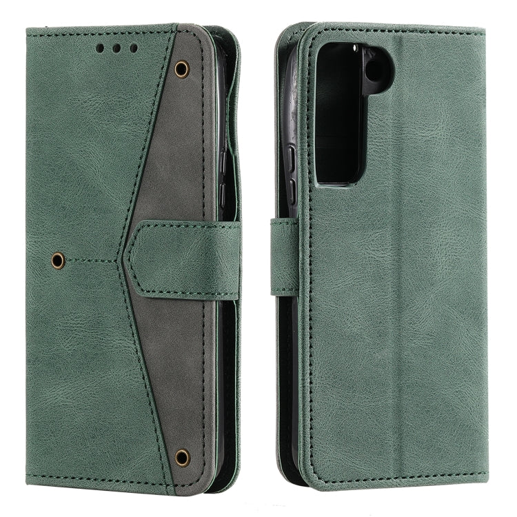 For Samsung Galaxy S22+ 5G Stitching Calf Texture Horizontal Flip Phone  Leather Case with Holder & Card Slots & Wallet