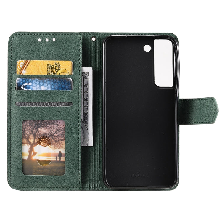 For Samsung Galaxy S22+ 5G Stitching Calf Texture Horizontal Flip Phone  Leather Case with Holder & Card Slots & Wallet