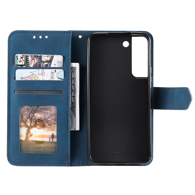 For Samsung Galaxy S22+ 5G Stitching Calf Texture Horizontal Flip Phone  Leather Case with Holder & Card Slots & Wallet