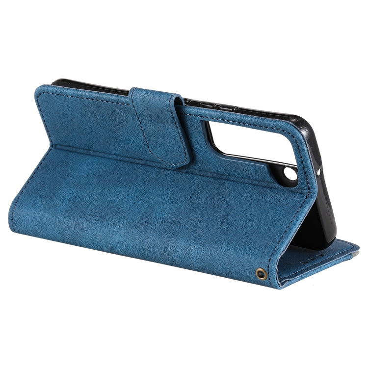 For Samsung Galaxy S22+ 5G Stitching Calf Texture Horizontal Flip Phone  Leather Case with Holder & Card Slots & Wallet