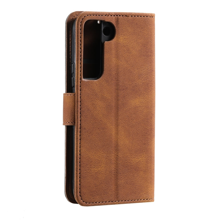 For Samsung Galaxy S22+ 5G Stitching Calf Texture Horizontal Flip Phone  Leather Case with Holder & Card Slots & Wallet