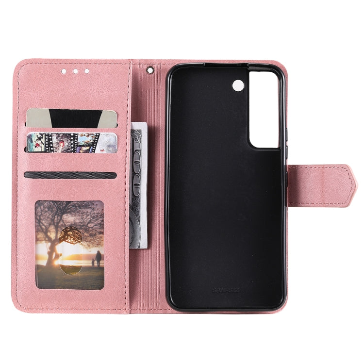 For Samsung Galaxy S22 5G Stitching Calf Texture Horizontal Flip Phone  Leather Case with Holder & Card Slots & Wallet