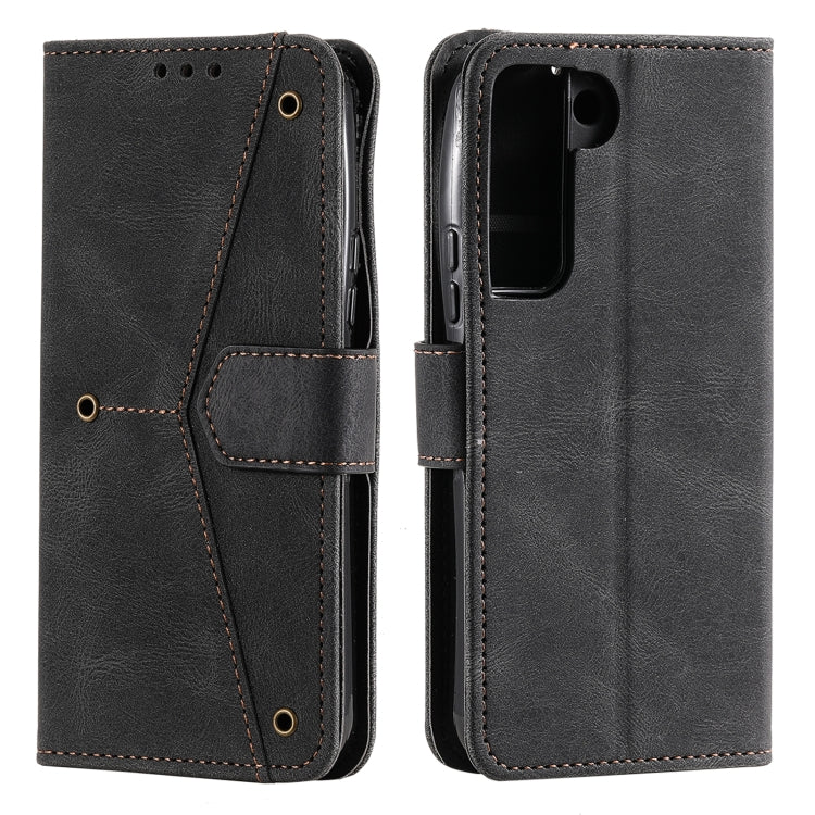 For Samsung Galaxy S22 5G Stitching Calf Texture Horizontal Flip Phone  Leather Case with Holder & Card Slots & Wallet