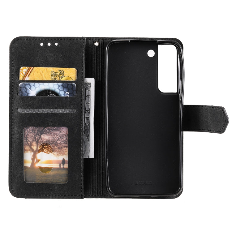 For Samsung Galaxy S22 5G Stitching Calf Texture Horizontal Flip Phone  Leather Case with Holder & Card Slots & Wallet